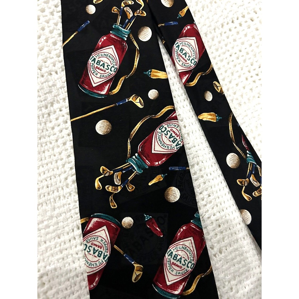 Mens Novelty Neck Tie Tabasco & Golf 100% Silk Hot Sauce Golf Funny Gifts - Picture 1 of 5